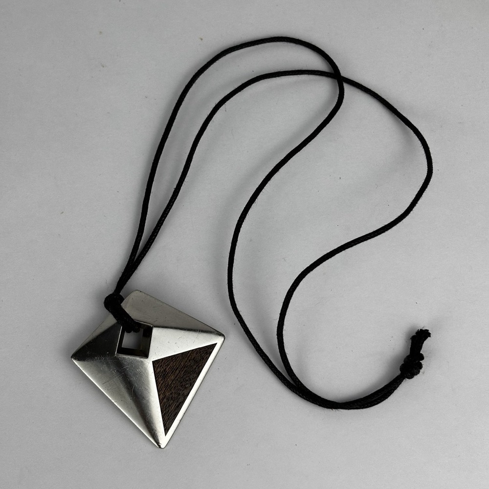 Royal Selangor Sn+Sb+Cu Pendant Wood And Pewter Geometric Necklace